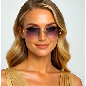 Women Sunglasses Gold Frame Tea Brown Lens Retro Street Wear UV400 Lentes Gafas